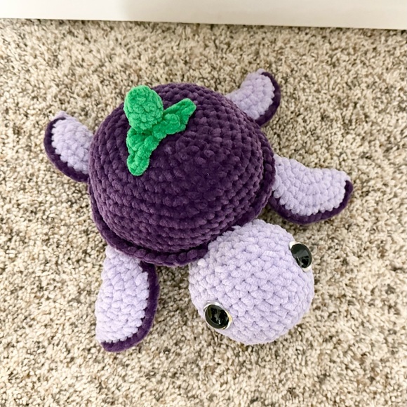Handmade Crochet Fruit Turtle, Amigurumi turtle, Crochet Stuffed turtle, grape - Picture 4 of 7